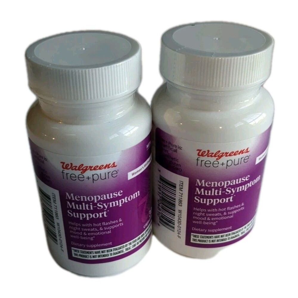 Lot of (2) Walgreens FREE+PURE Menopause Multi-Symptom Support, 30 capsules each